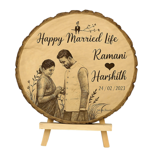 Eternal Bond — Personalised Laser Engraved Wood Portrait