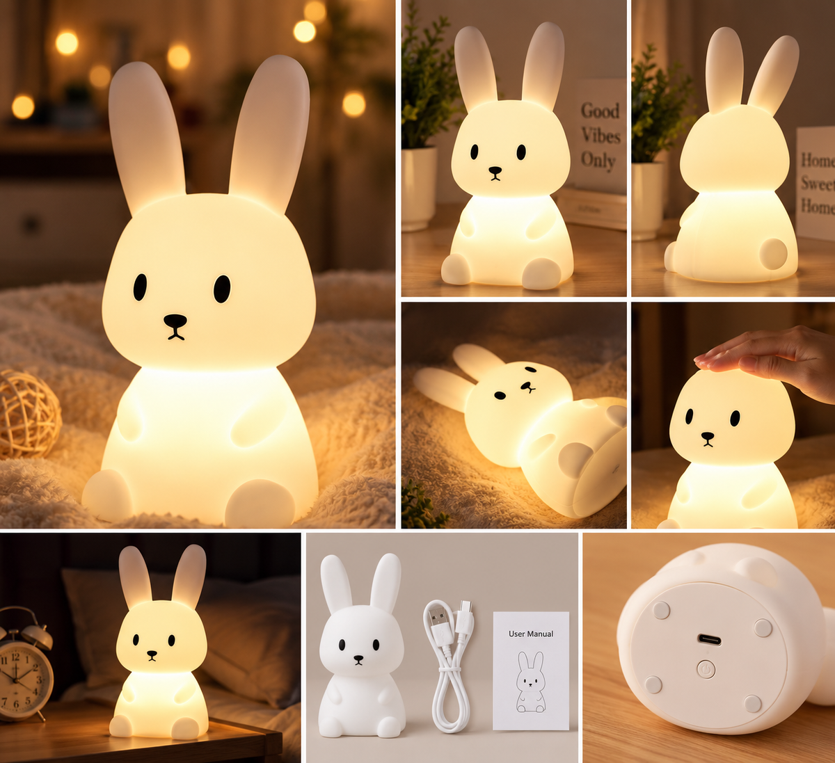 GlowBunny Cute LED Night Lamp – Adorable Bunny Bedside Light