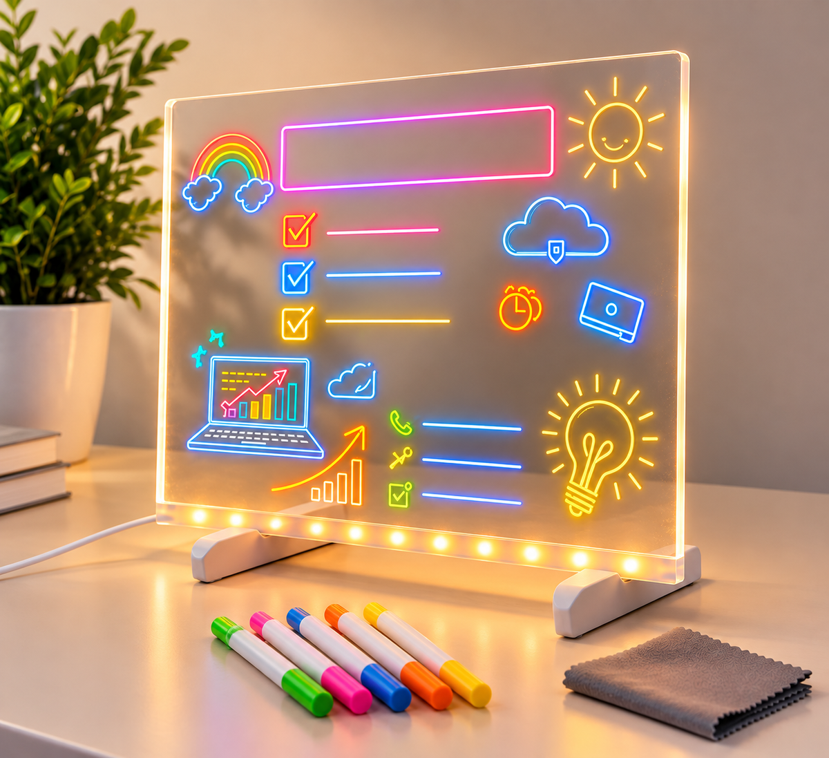 Remote Work LED Acrylic Message Board – Productivity Desk Light