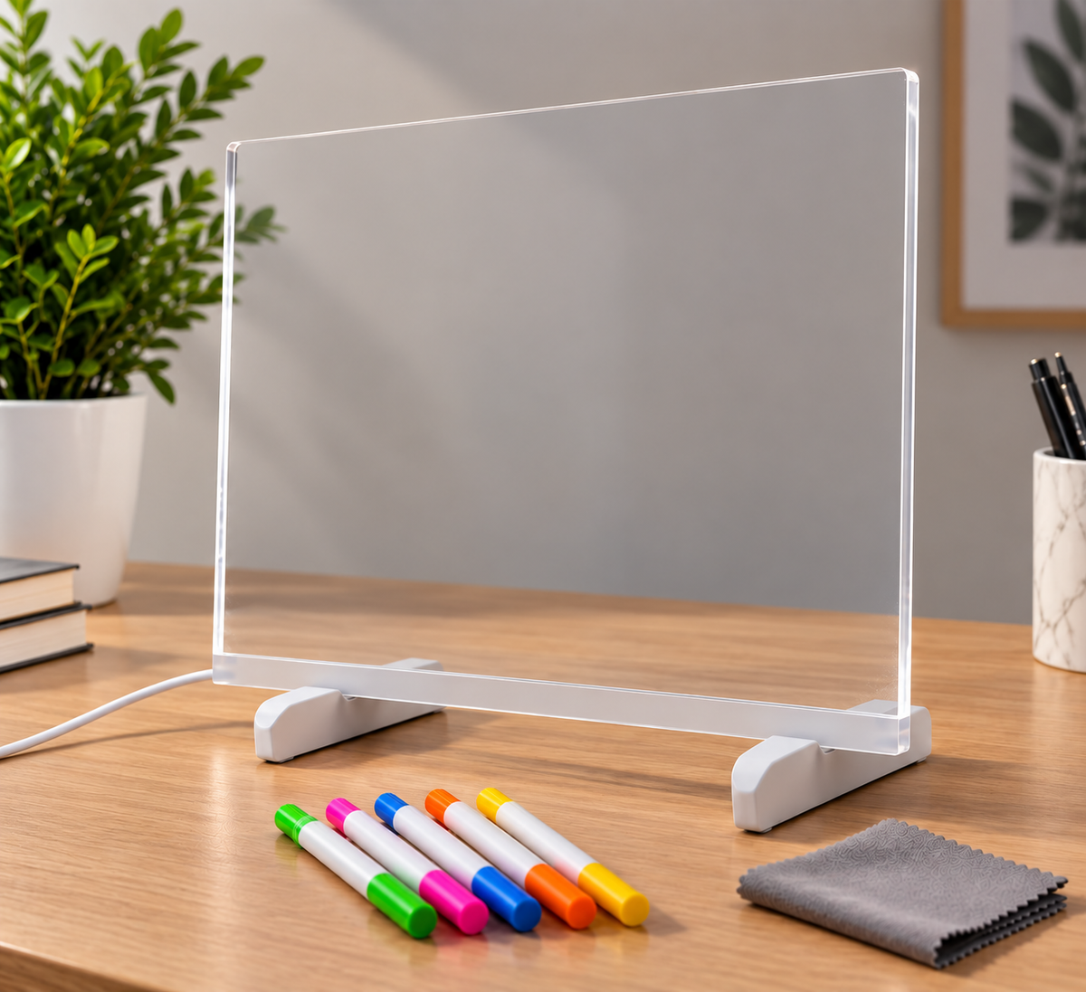 Remote Work LED Acrylic Message Board – Productivity Desk Light